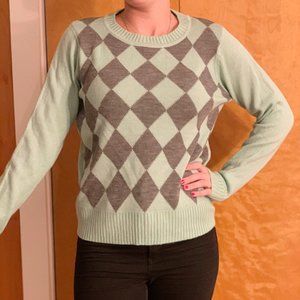 Teal Argyle Sweater